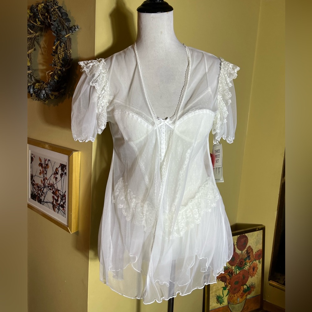Vintage 80s CINEMA ETOILE size Medium Seductive Wear BabyDoll Bridal Sexy NEW - Picture 8 of 16